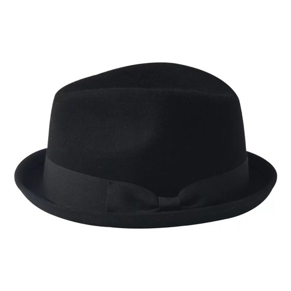 NWT Hi Crown British Black Wool Hat 2” Brim Elegant Wool Hat Autumn And … - Picture 1 of 6